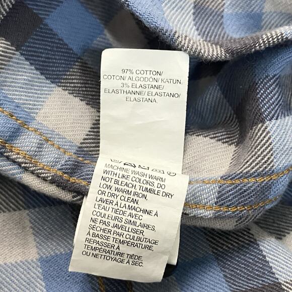 Lucky Brand Mens Medium Saturday Stretch Button Up Plaid Flannel Shirt Blue Gray - Picture 10 of 10